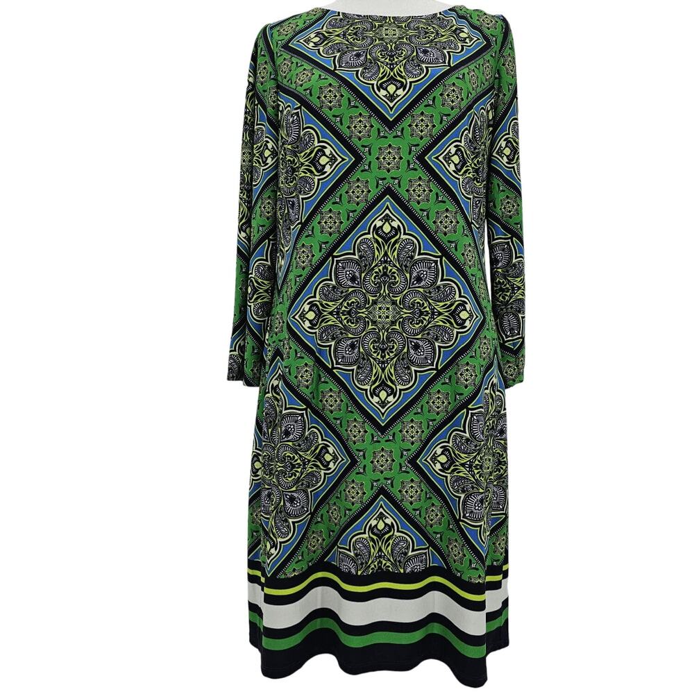Vince Camuto Womans size 10 Green Navy Shift Bandana Style Print Mini Dress NWOT